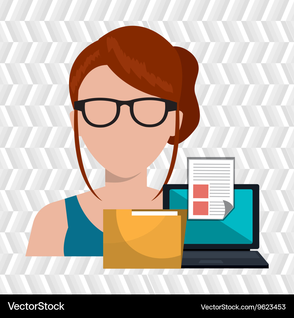 Computer user filing documents isolated icon vector image