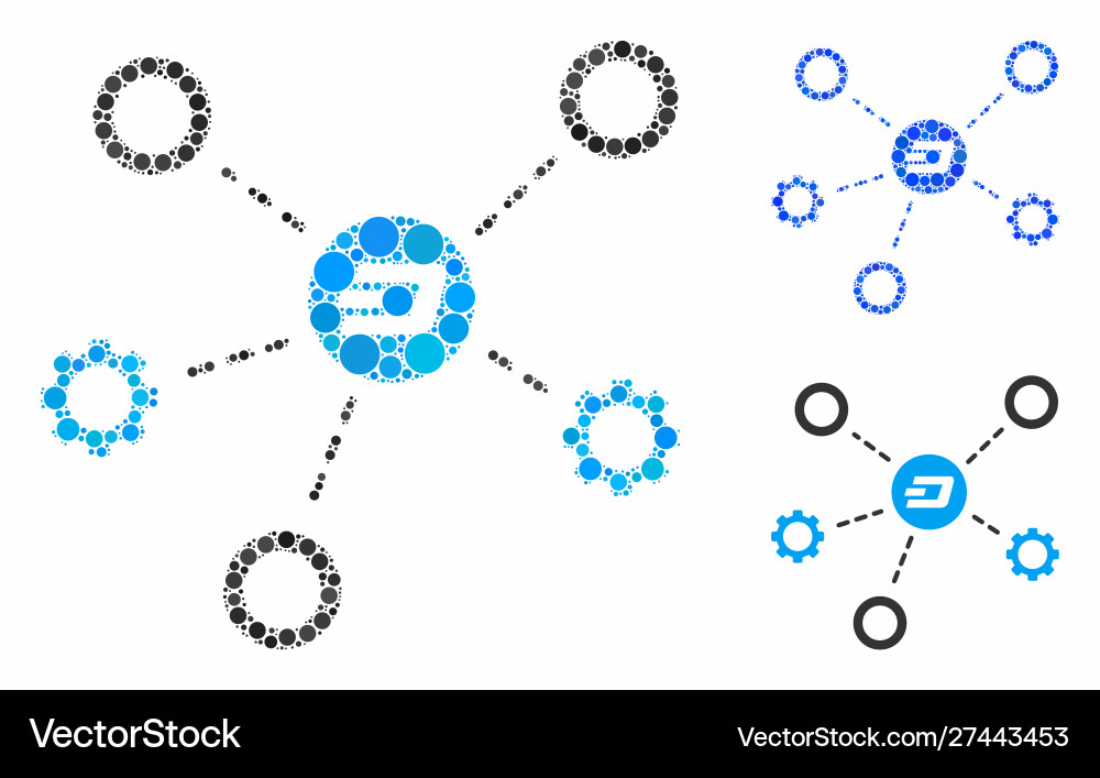 Dash network structure composition icon circles vector image