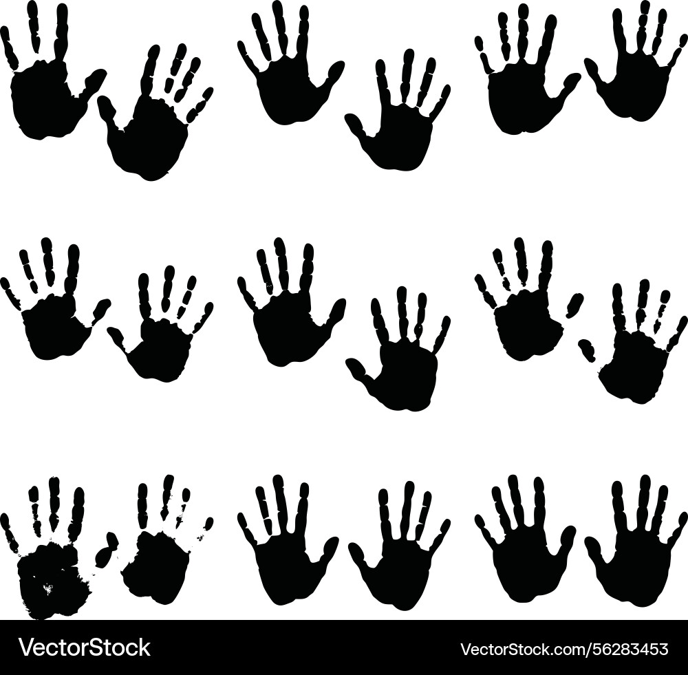 Handprints pattern showcasing various black Vector Image
