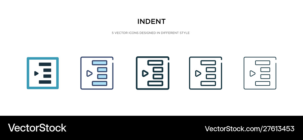 Indent icon in different style two colored Indent icon in different style two colored vector image