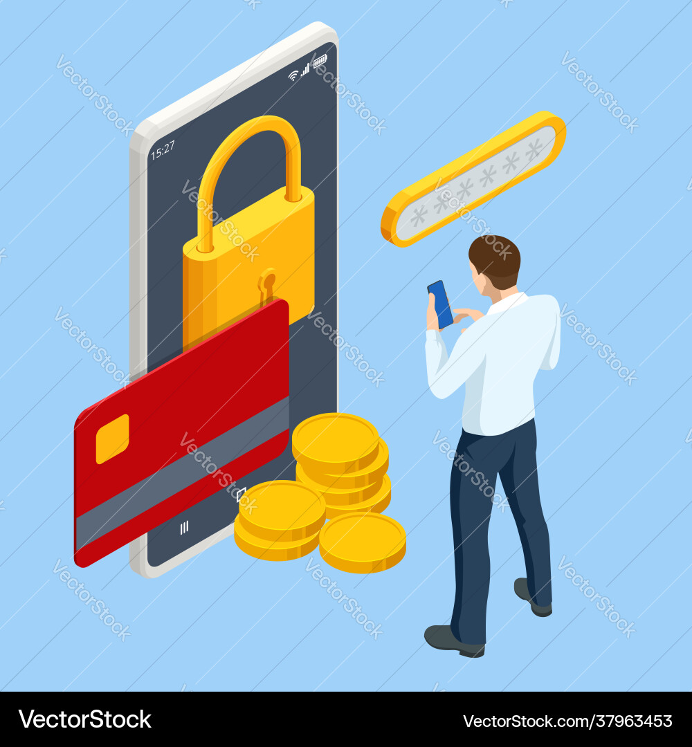 Isometric data security system cyber Isometric data security system cyber vector image
