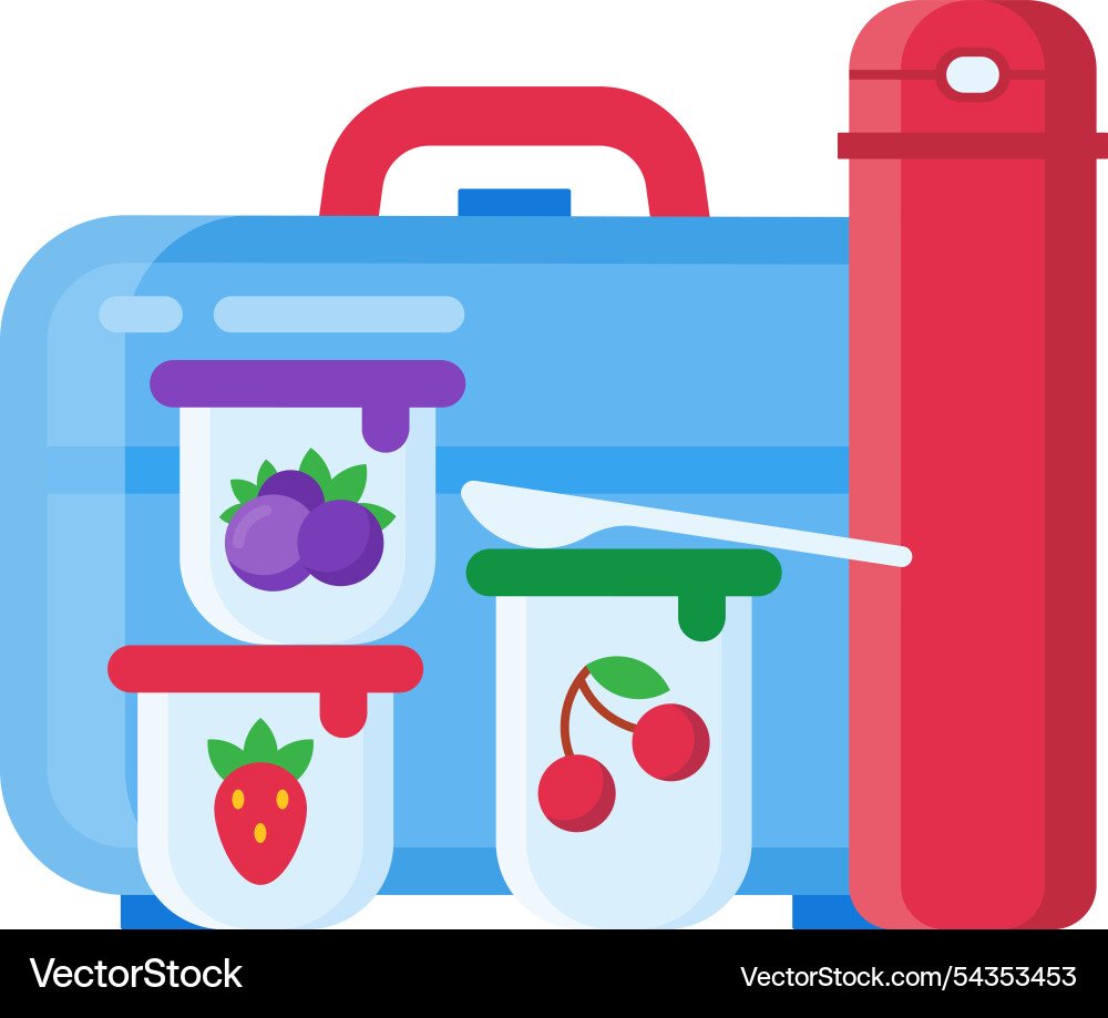 Lunchbox mit Joghurt und Erdbeeren Lunchbox mit Joghurt und Erdbeeren vektorbild