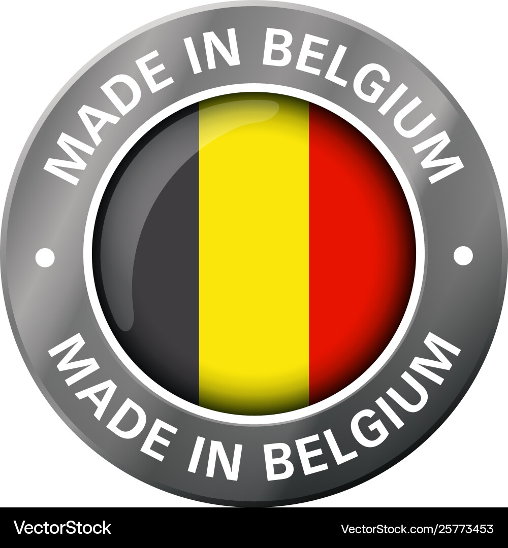 Made in belgium flag metal icon Made in belgium flag metal icon vector image