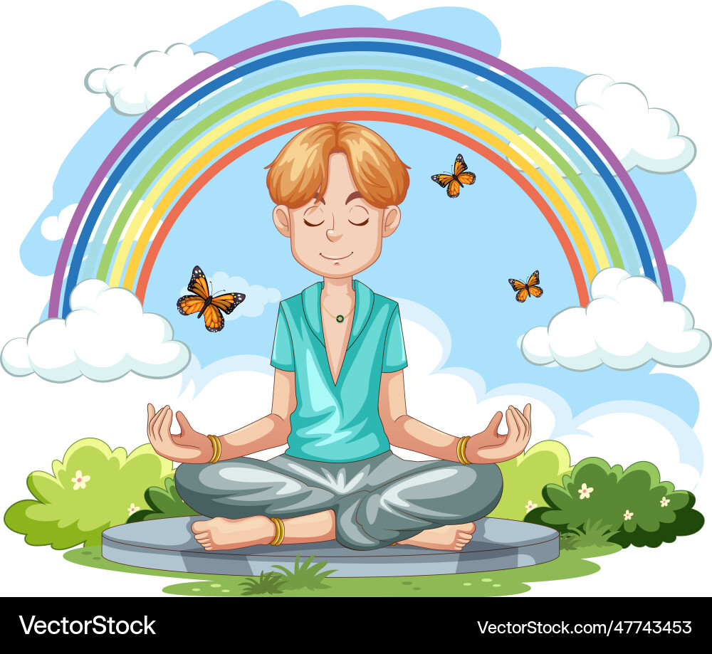 Man meditate at the park Man meditate at the park vector image