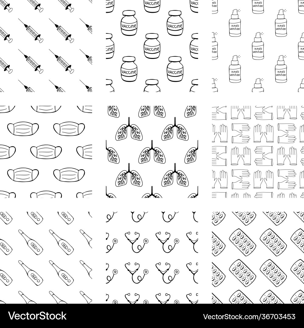 Medical set seamless patterns from hand drawn Medical set seamless patterns from hand drawn vector image