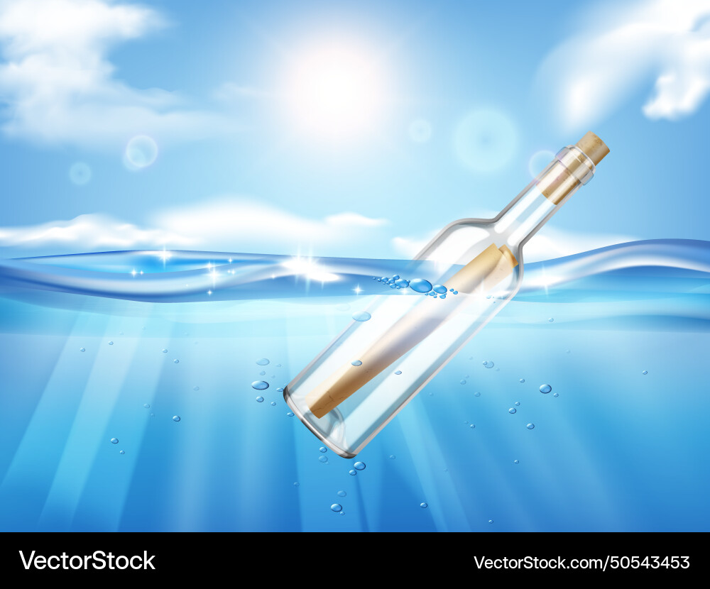 Message in bottle composition Message in bottle composition Vector Image