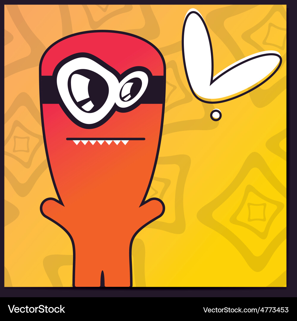 Monster with heart on abstract color background Vector Image