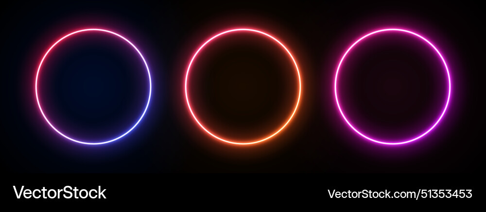 Neon round frame gradient led circle border Vector Image