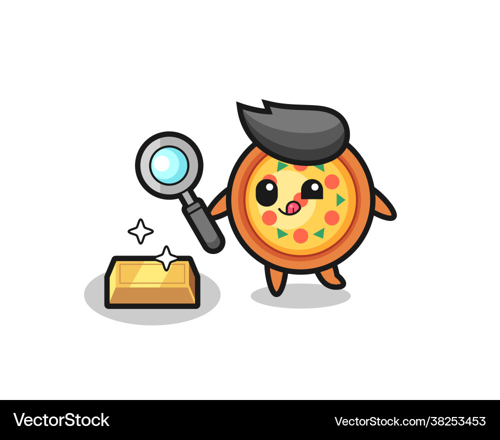 Pizza character is checking authenticity Pizza character is checking authenticity vector image