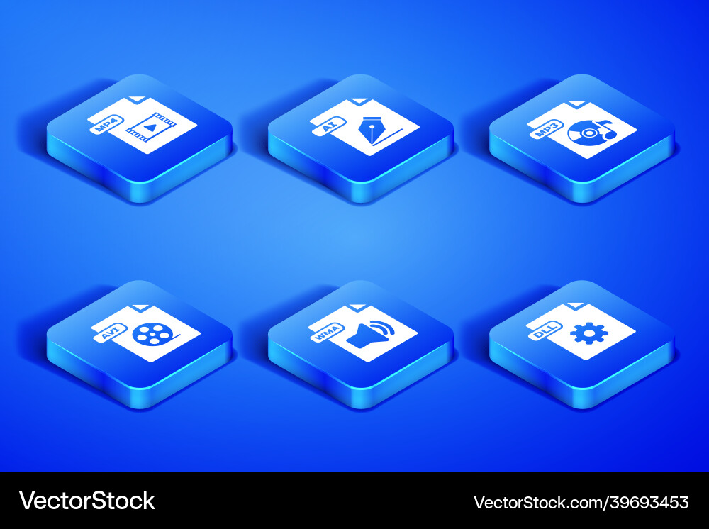 Set dll file document mp4 wma avi ai and mp3 Set dll file document mp4 wma avi ai and mp3 vector image