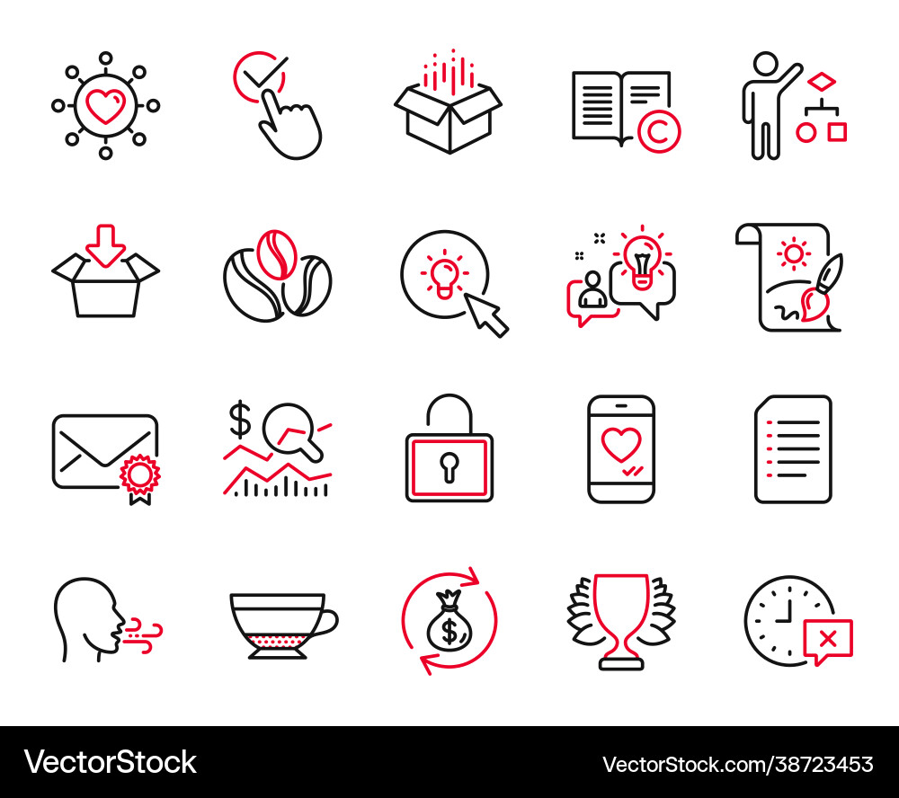 Set line icons related to document vector image