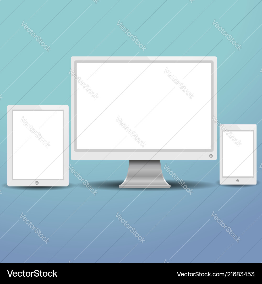 Set of modern digital devices computer monitor ta Set of modern digital devices computer monitor ta vector image