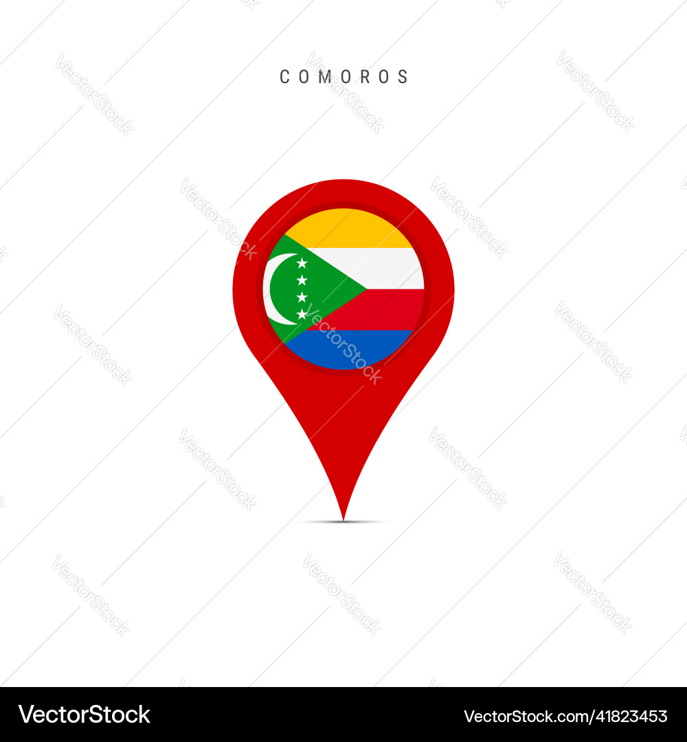 Teardrop map marker with flag of comoros flat Teardrop map marker with flag of comoros flat Vector Image