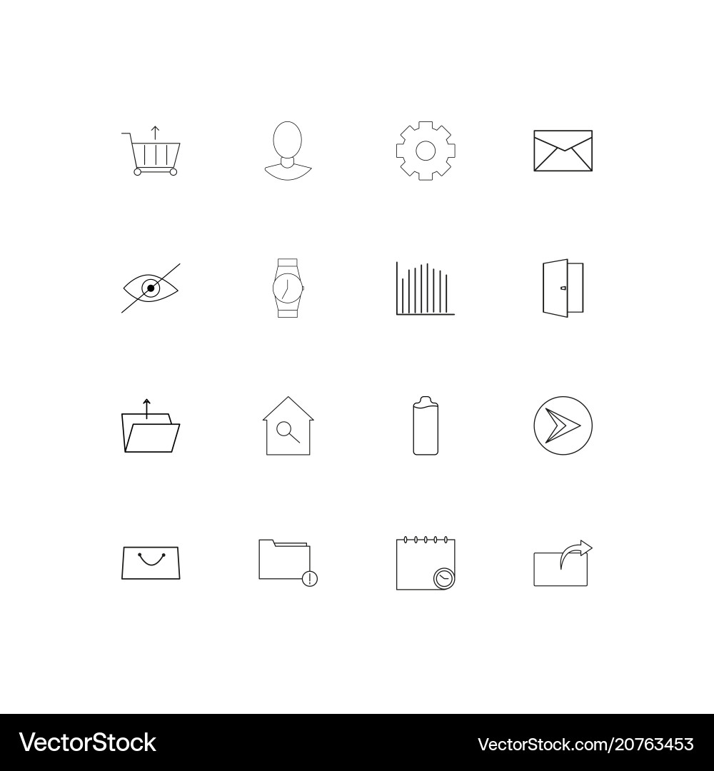 User interface linear thin icons set outlined Vector Image