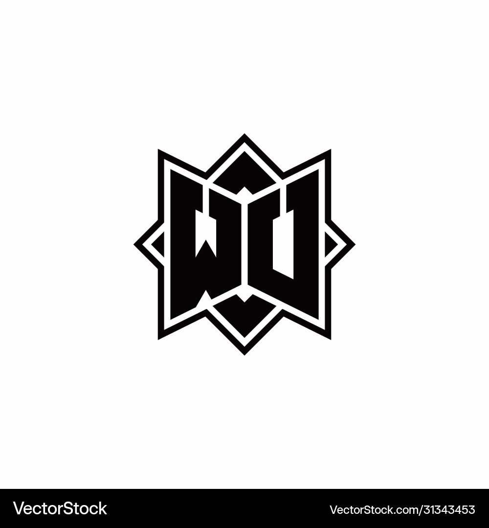 Wu monogram logo with square rotate style outline Wu monogram logo with square rotate style outline Vector Image