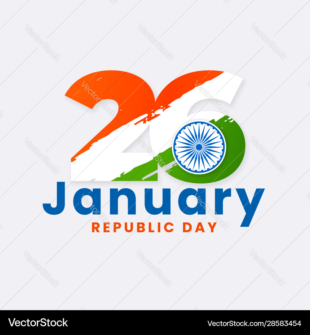 26 january indian republic day typography poster 26 january indian republic day typography poster vector image