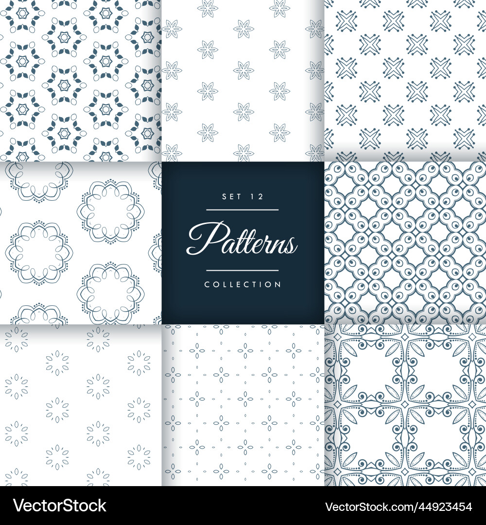 Abstract pattern set of 8 different styles vector image