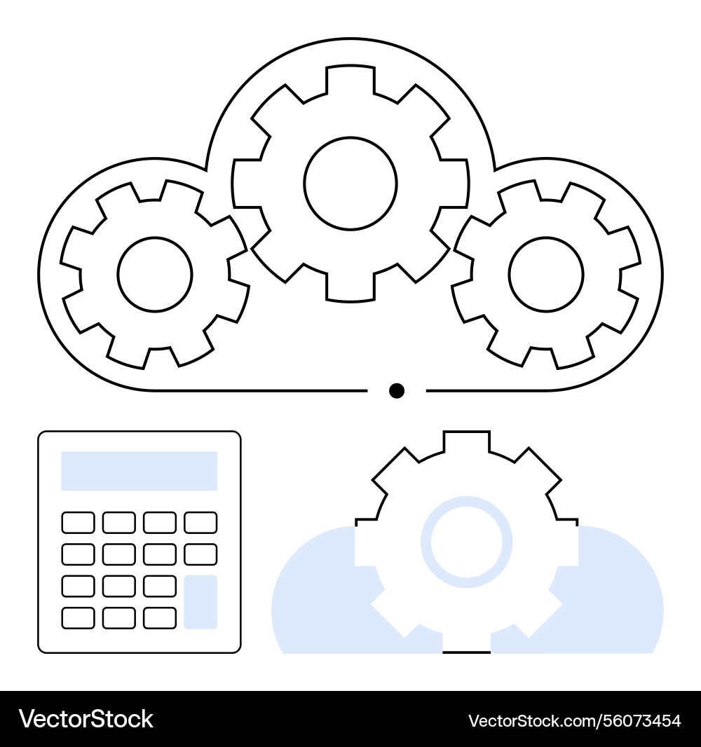 Cloud computing with gear mechanisms representing Cloud computing with gear mechanisms representing vector image