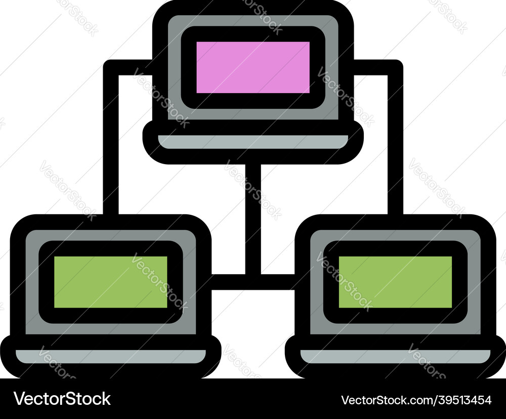 Computer network icon color outline Computer network icon color outline vector image