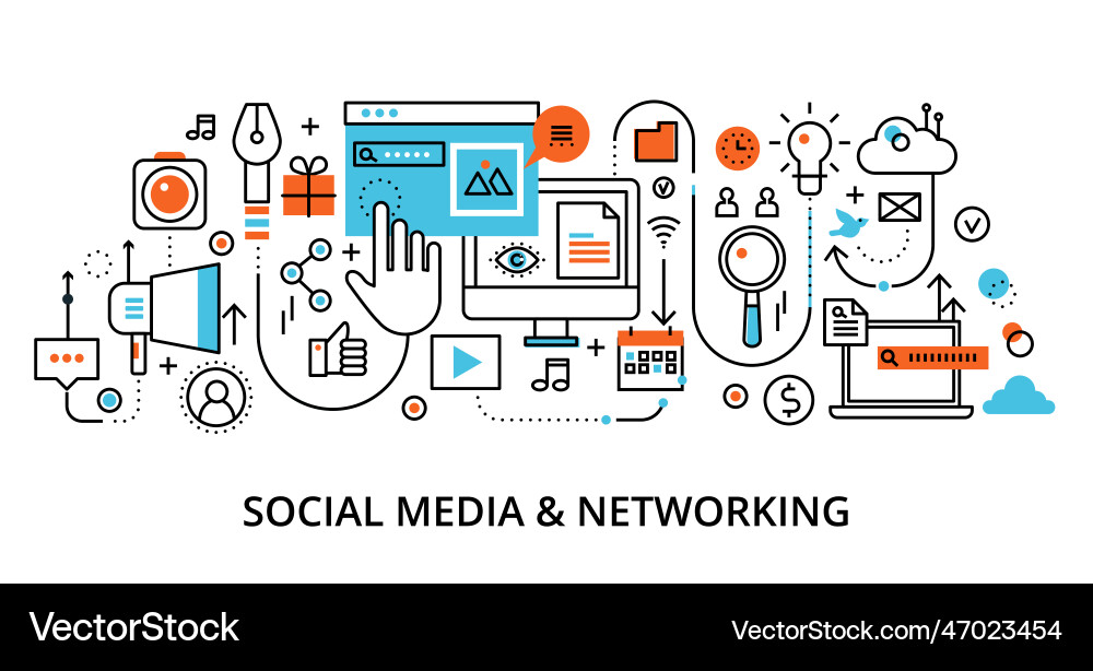 Concept of social media and networking Concept of social media and networking vector image