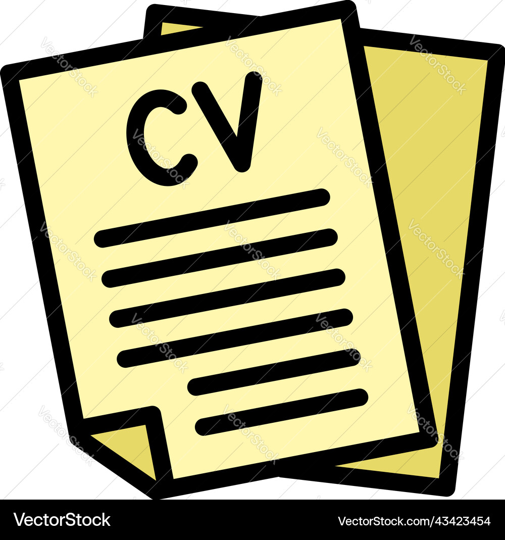 Cv document icon outline search interview Cv document icon outline search interview vector image