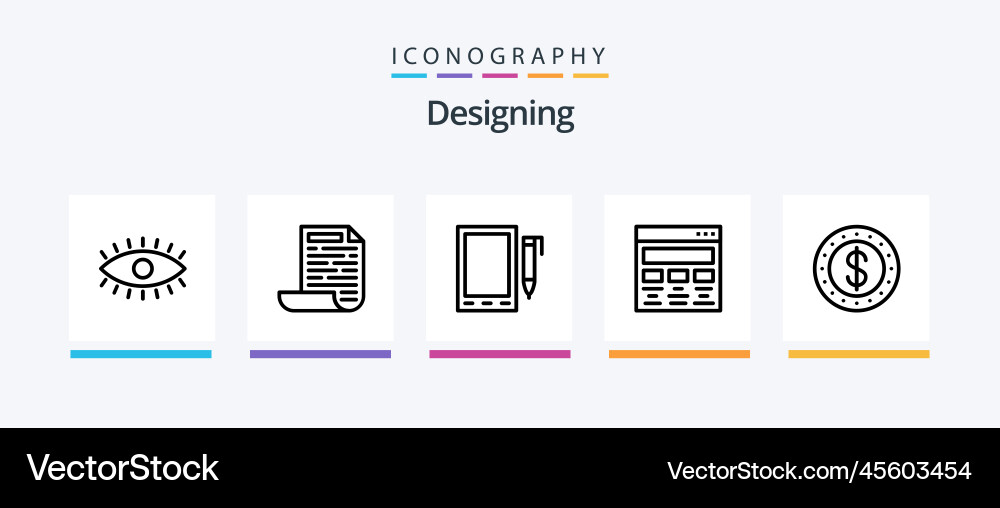 Designing line 5 icon pack including open window Vector Image