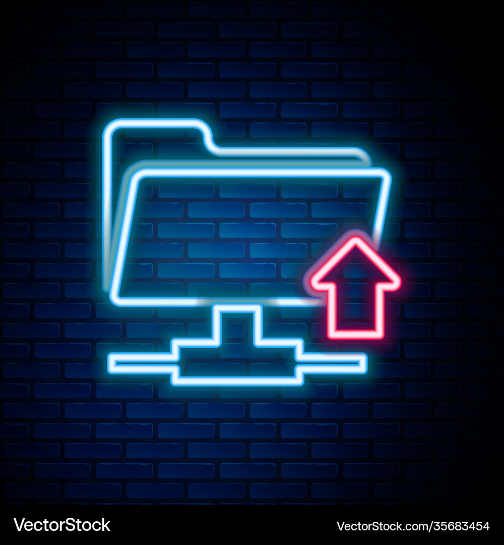 Glowing neon line ftp folder upload icon isolated Glowing neon line ftp folder upload icon isolated Vector Image