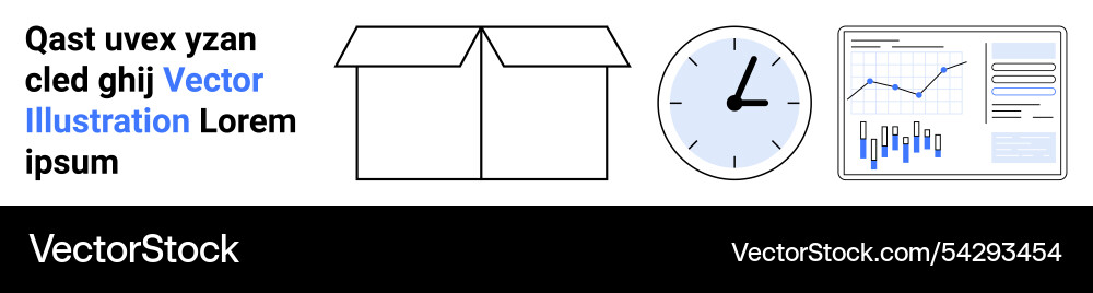 Open box clock and data analytics board Open box clock and data analytics board vector image