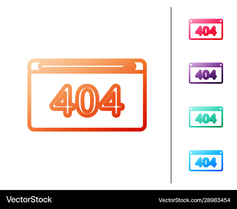Red line page with a 404 error icon isolated Red line page with a 404 error icon isolated vector image