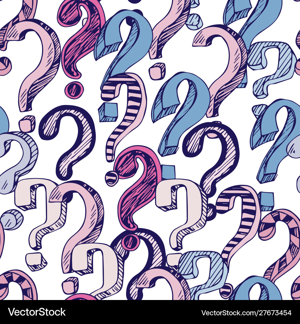Seamless pattern doodle questions marks set vector image