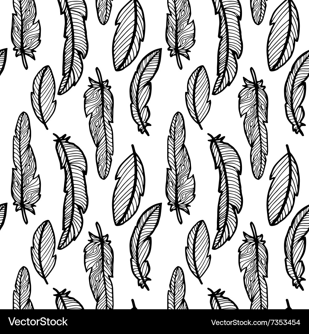 Seamless pattern with feathers vector image