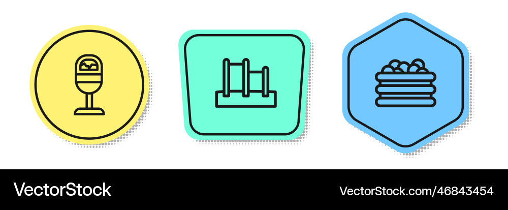 Set line trash can horizontal bar and pool Vector Image