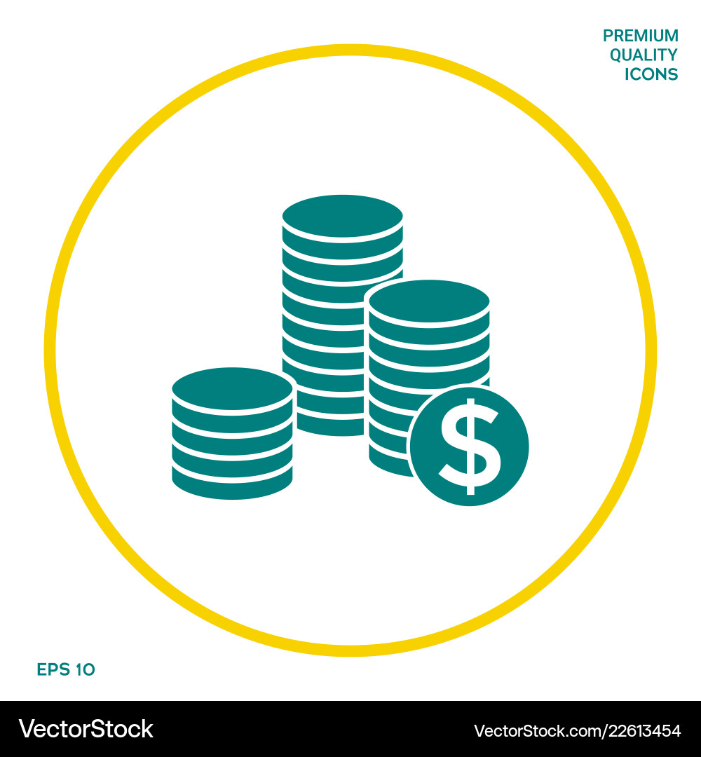 Stack of coins with dollar symbol graphic Vector Image