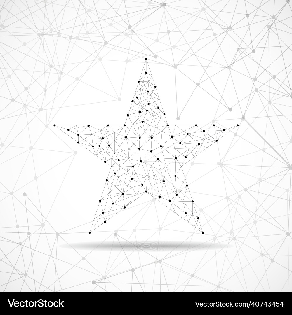 Star with polygon line and dots connection Star with polygon line and dots connection Vector Image