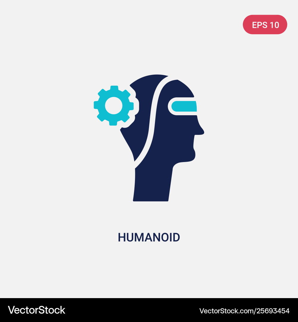 Two color humanoid icon from artificial Two color humanoid icon from artificial vector image
