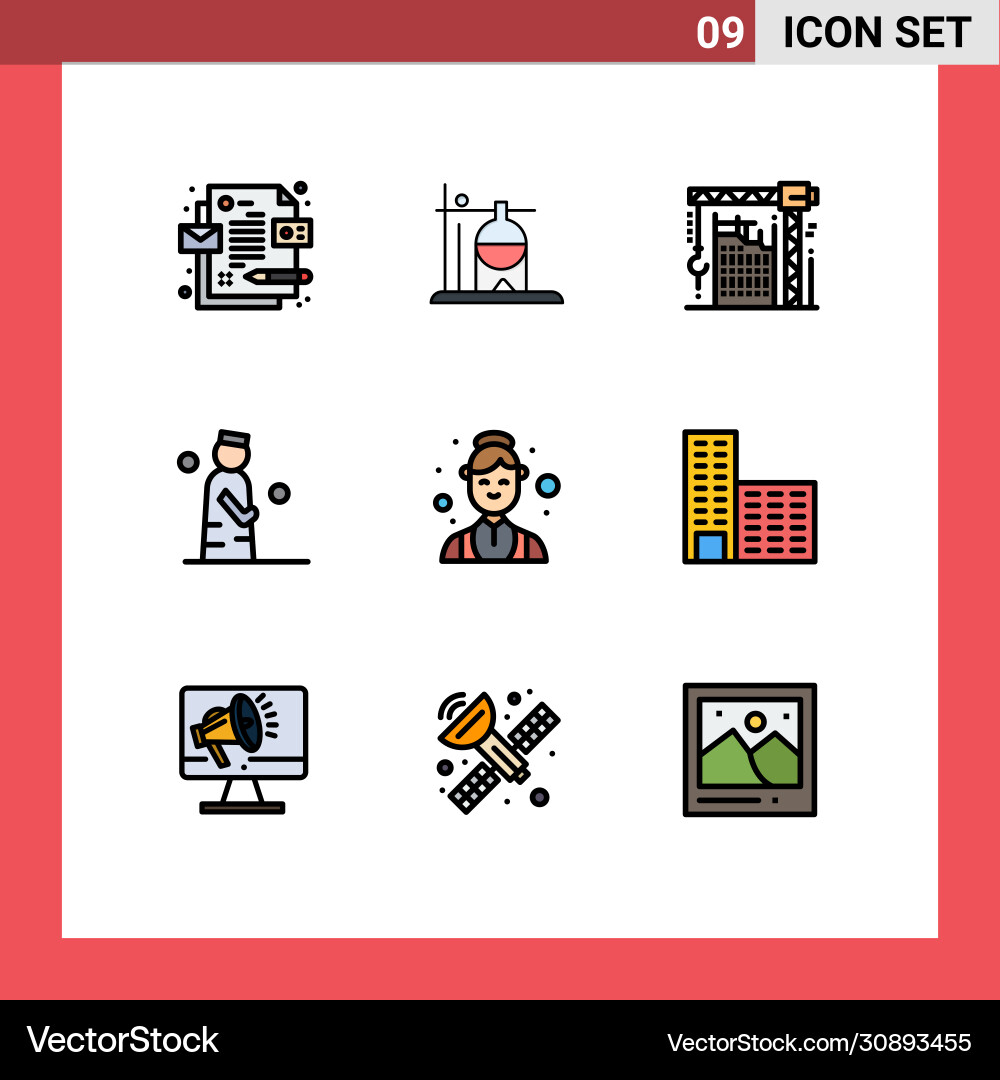 9 user interface filledline flat color pack Vector Image