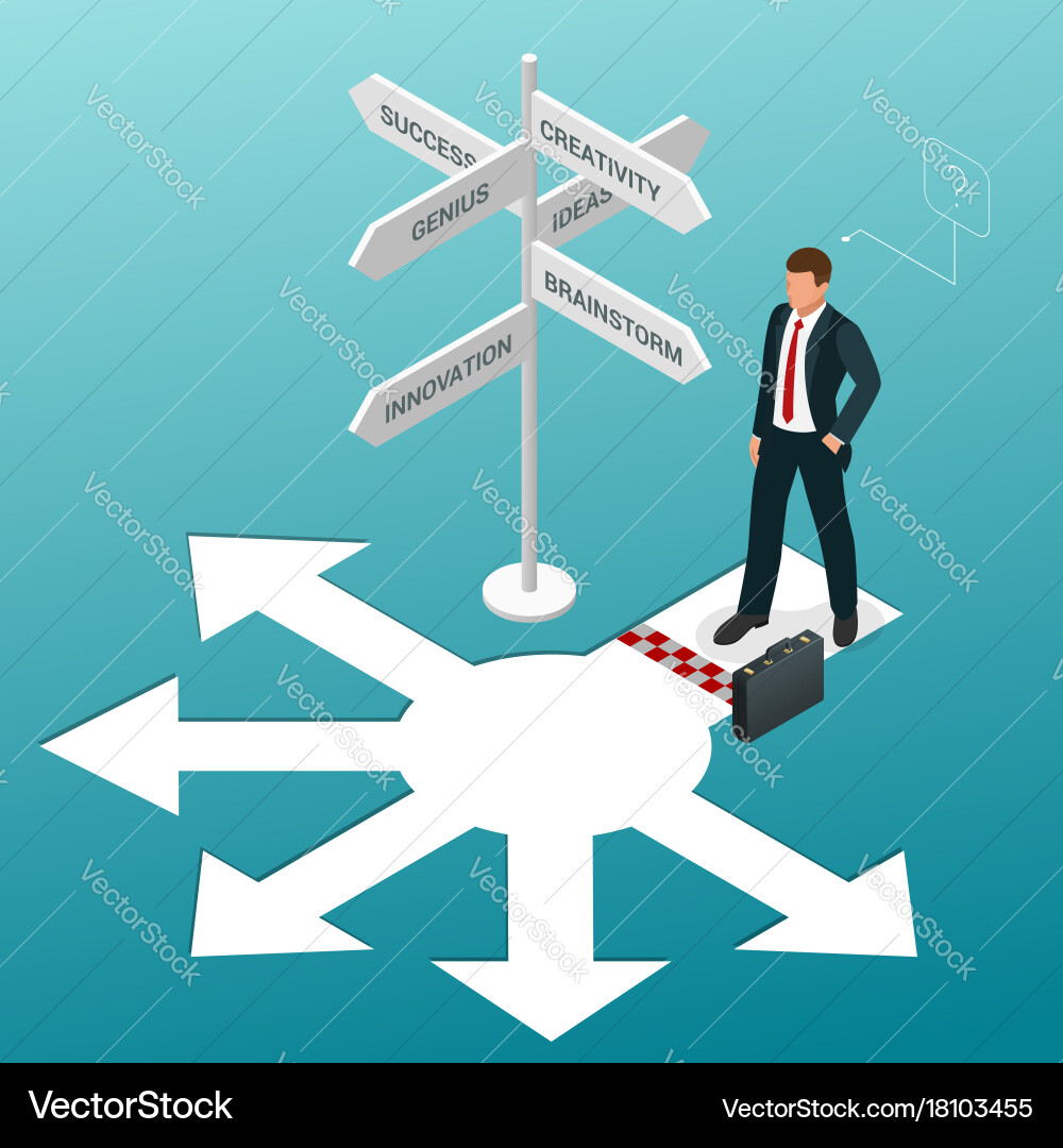 Business Crossroads Richtung Vektorbild