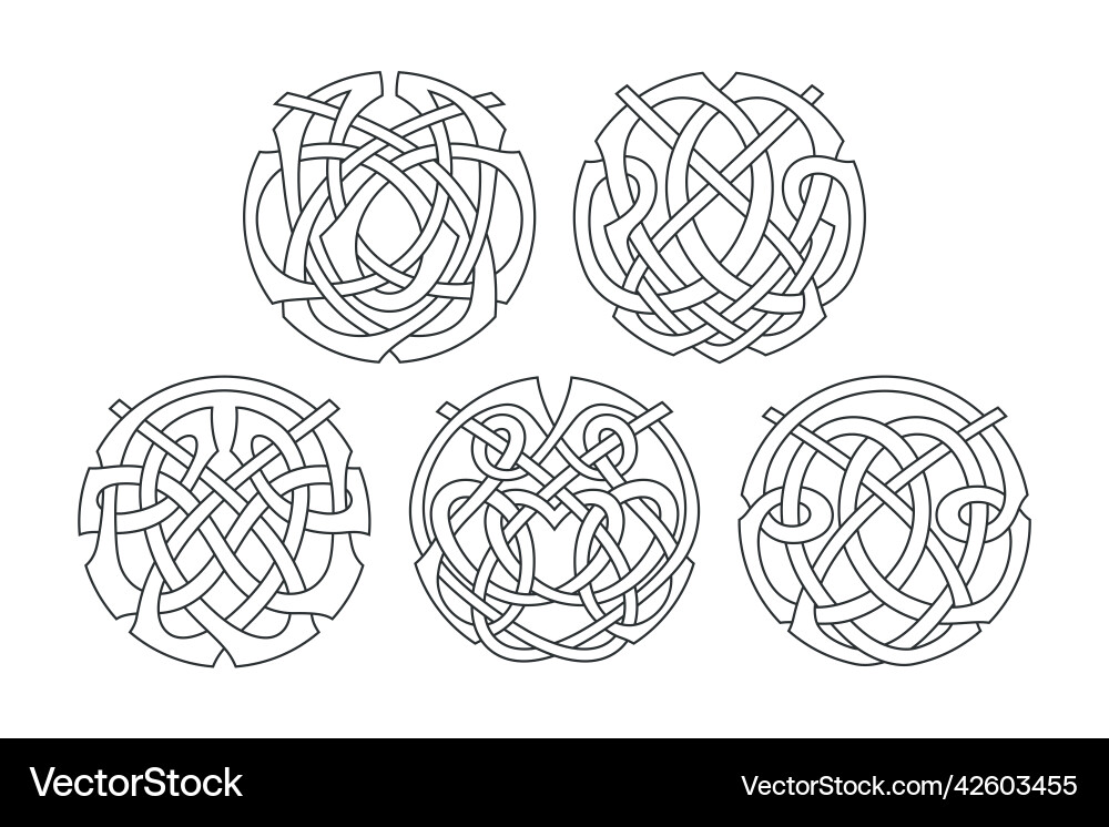 Celtic circlar knot ethnic ornaments set Celtic circlar knot ethnic ornaments set vector image