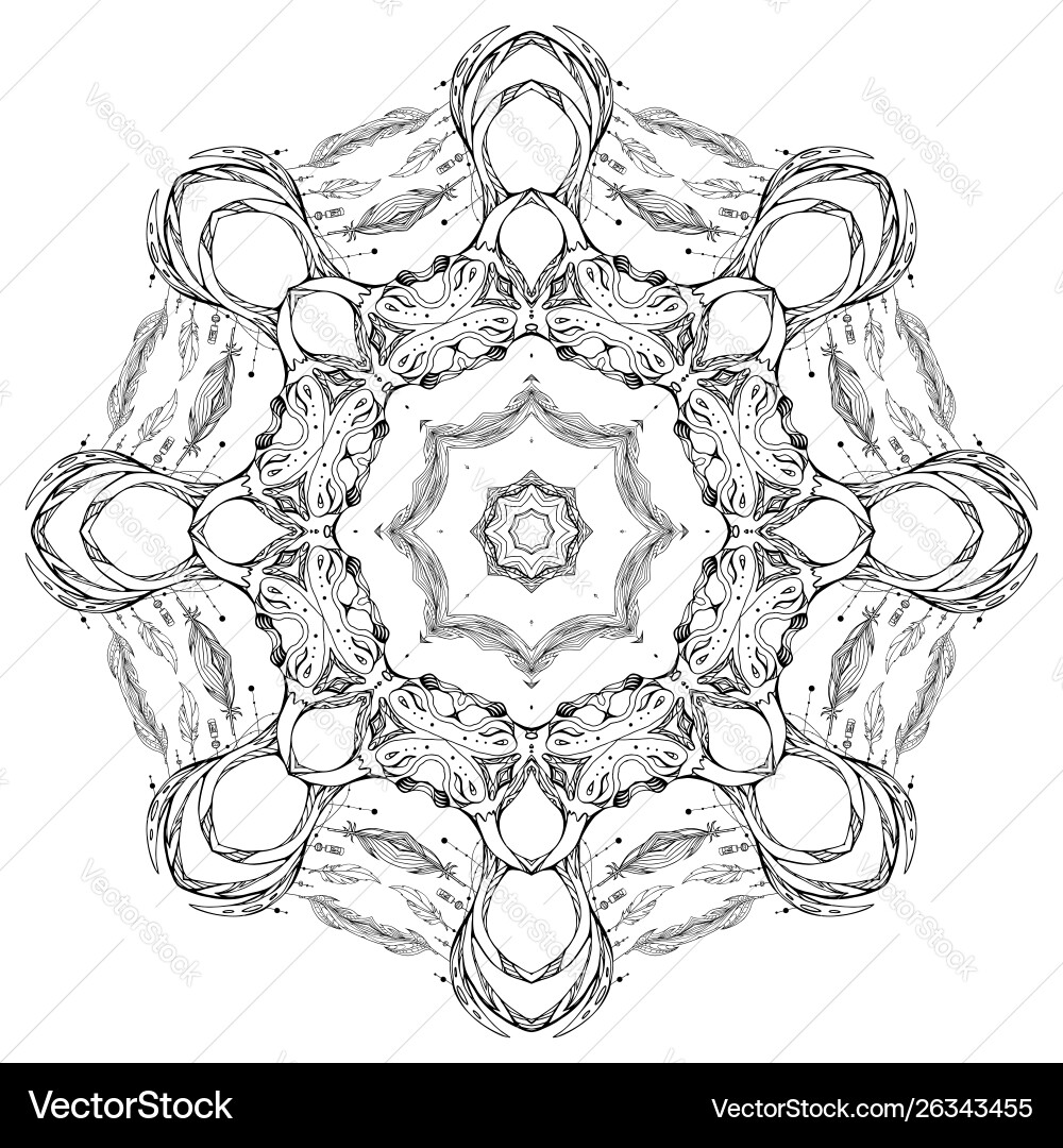 Circular delicate mandala with doodle pattern Circular delicate mandala with doodle pattern vector image