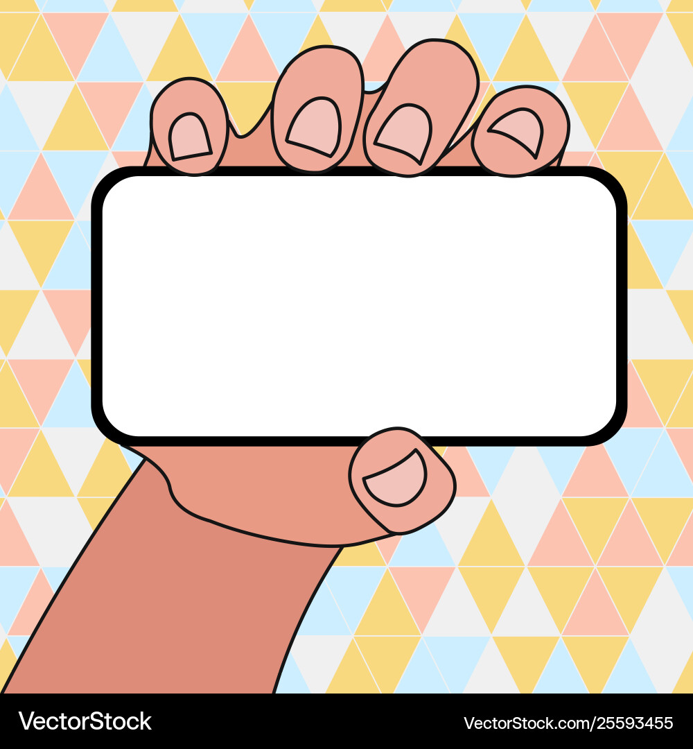 Closeup blank screen smartphone held in hand Closeup blank screen smartphone held in hand vector image