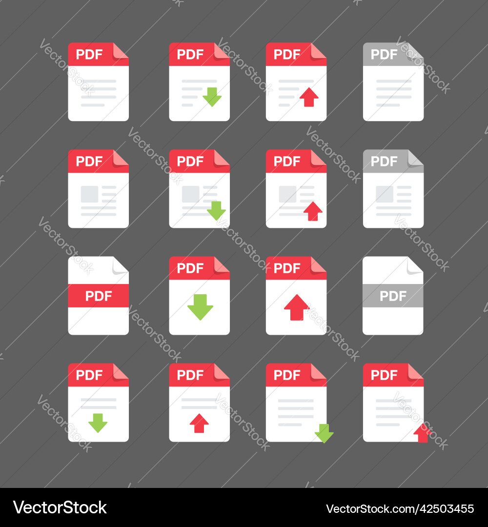 Flat design with pdf files icon set symbol Vector Image