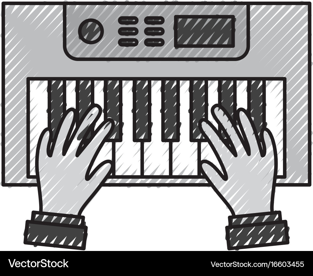 Hands user with synth console Vector Image