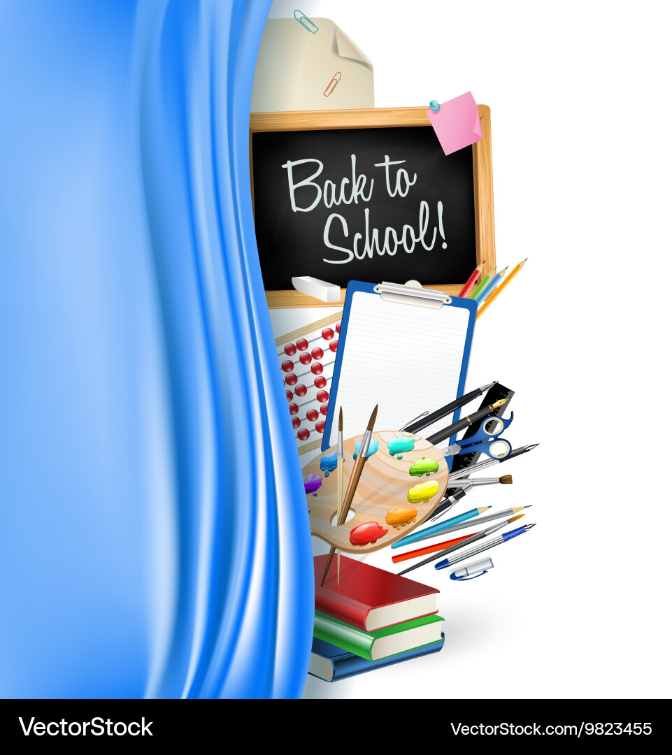 Little blackboard border with notepad sheets Vector Image