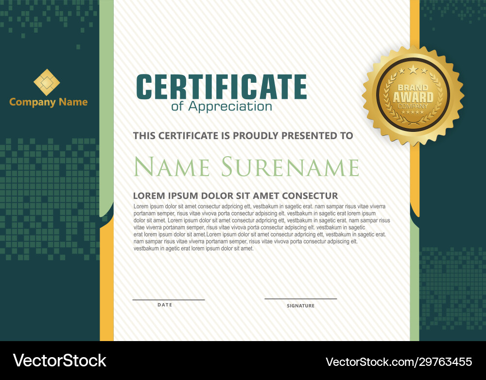 Modern certificate template with halftone on line Vector Image