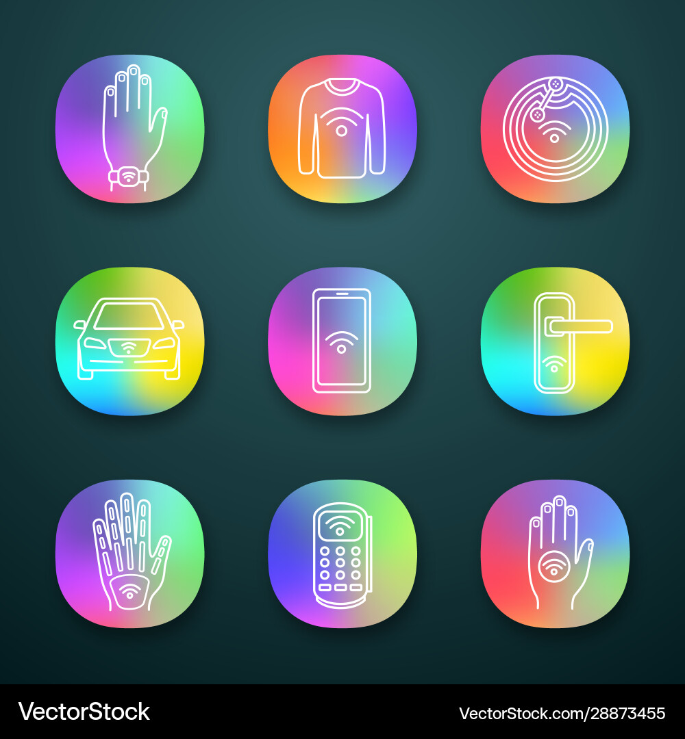 Nfc technology app icons set Nfc technology app icons set vector image