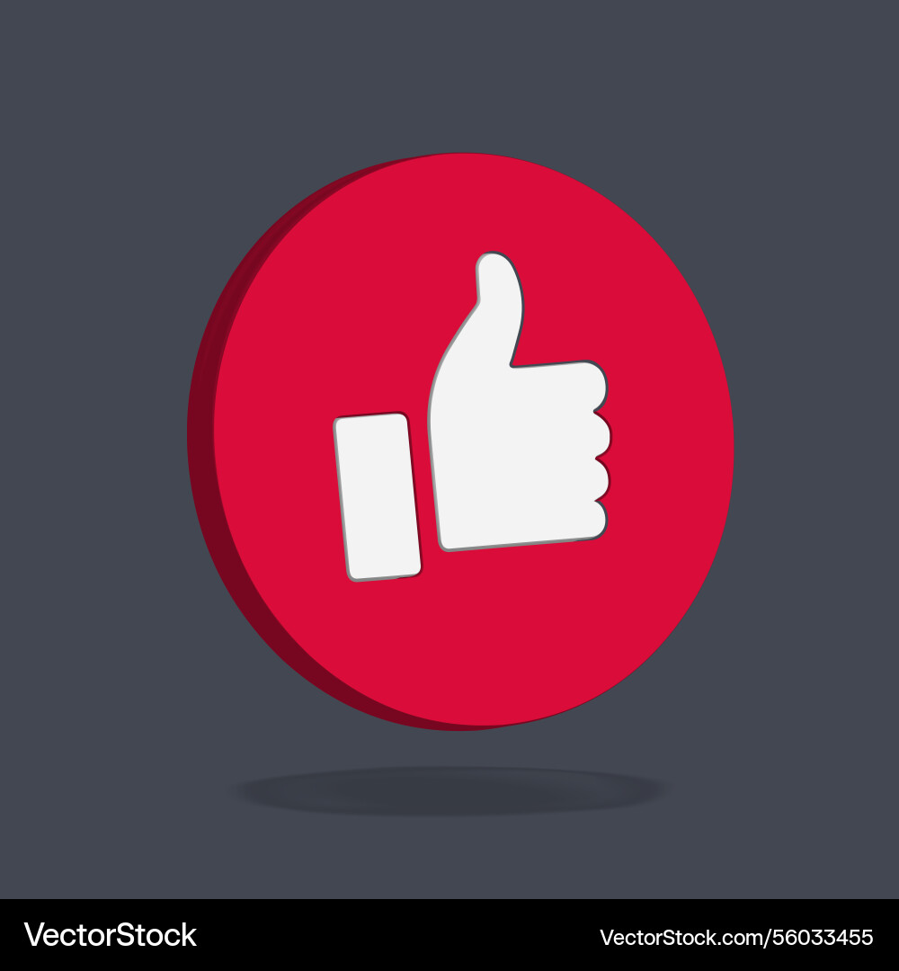 Red round 3d thumb up button vector image