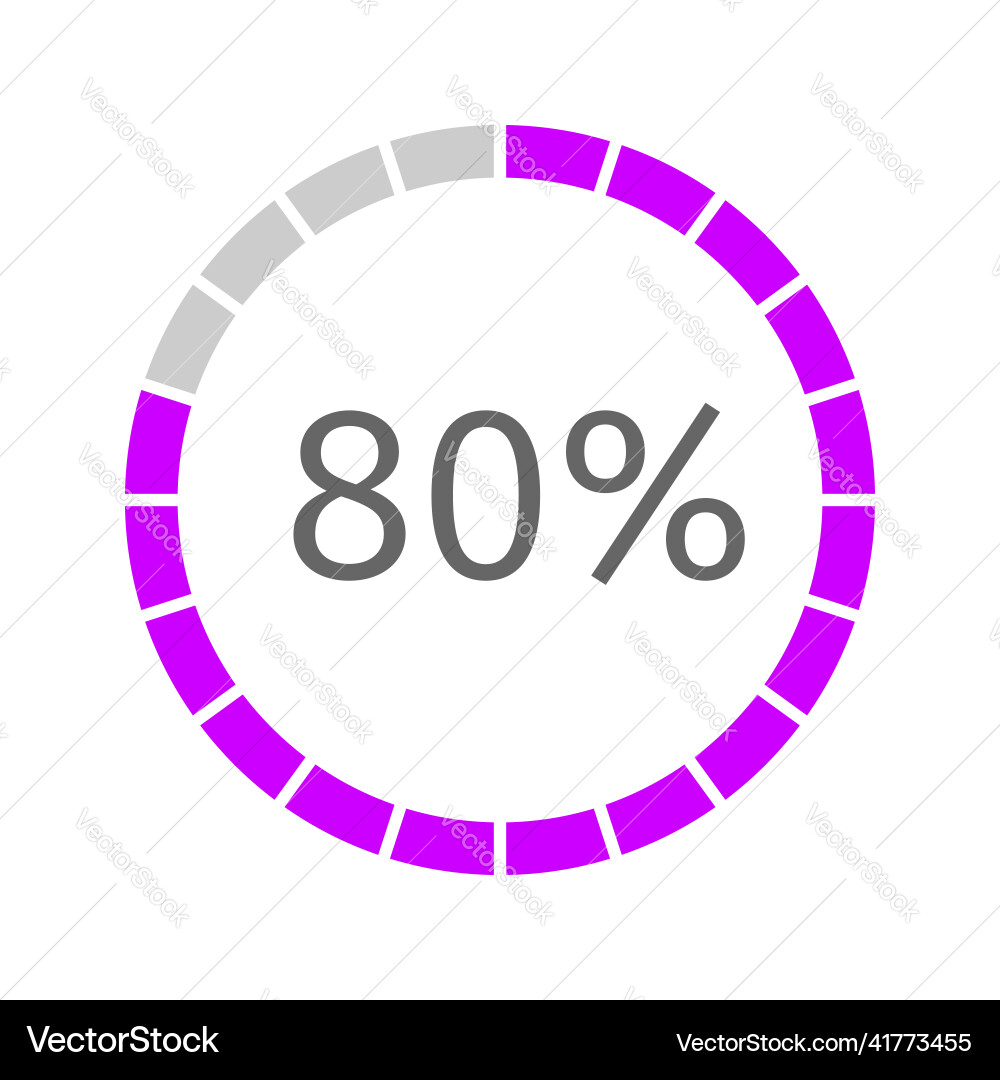 Round loading bar filled with 80 percent Round loading bar filled with 80 percent vector image
