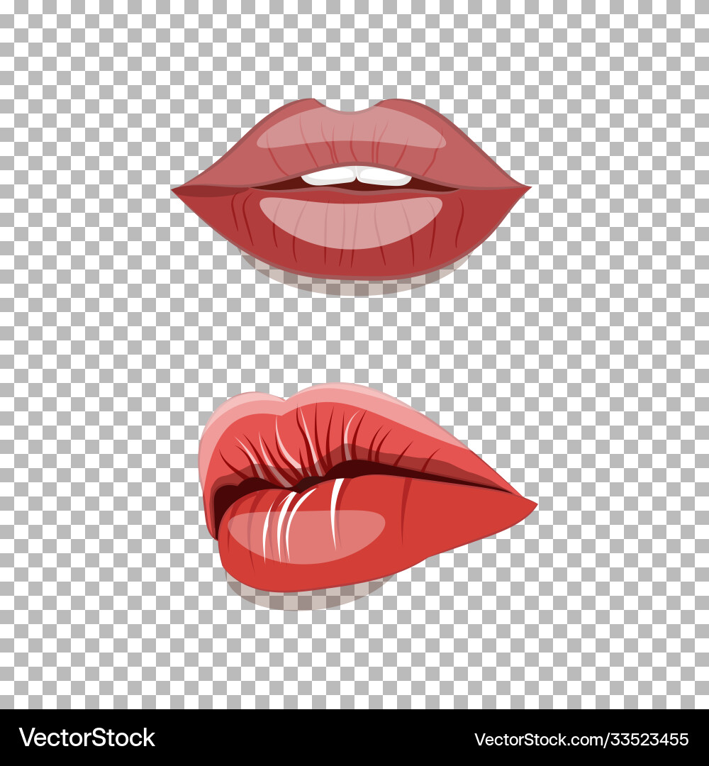 Schöne weibliche Lippen mit niedlichen Make-up Schöne weibliche Lippen mit niedlichen Make-up vektorbild