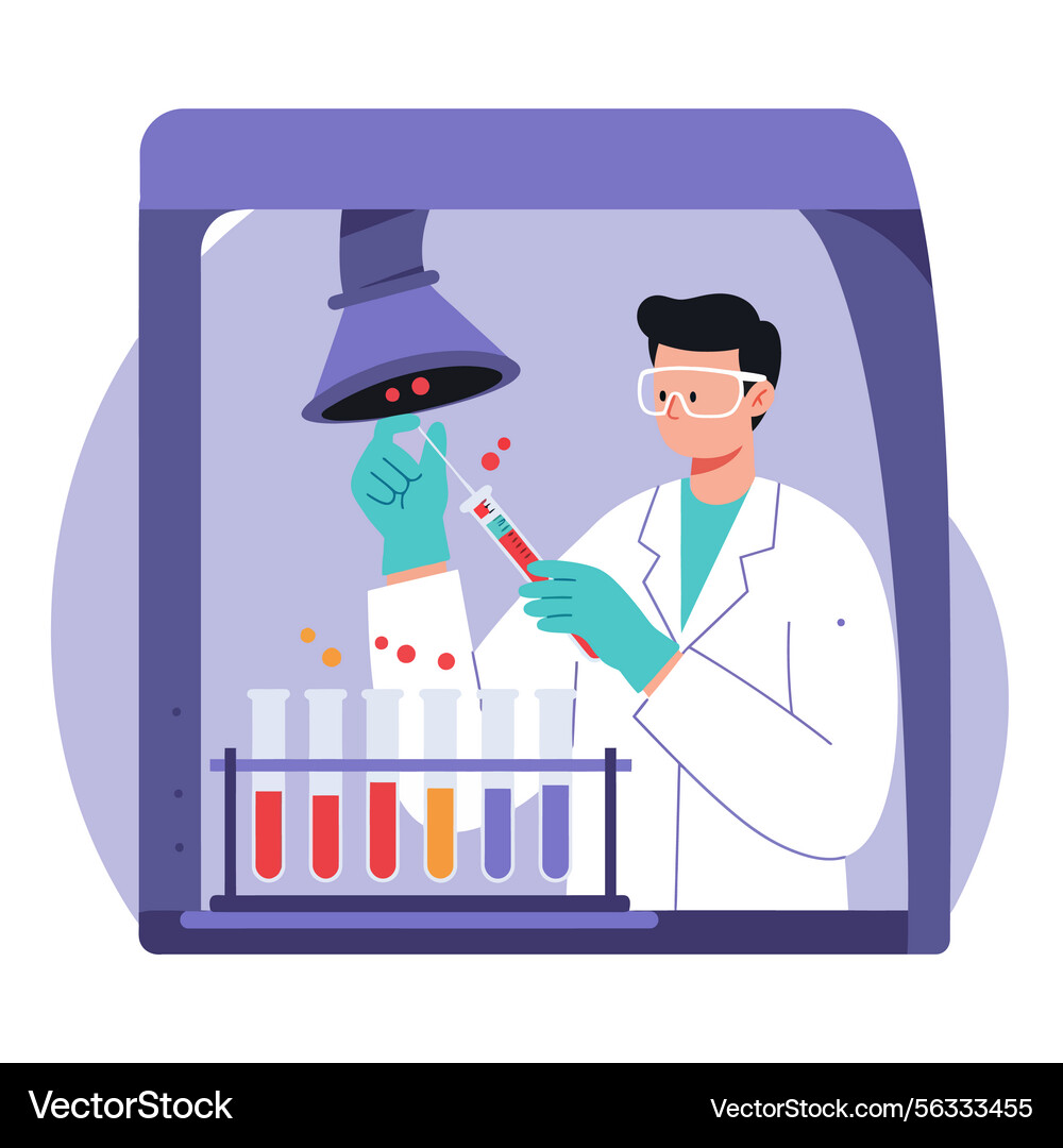 Scientist in Lab Conducting Experiment Vector Image