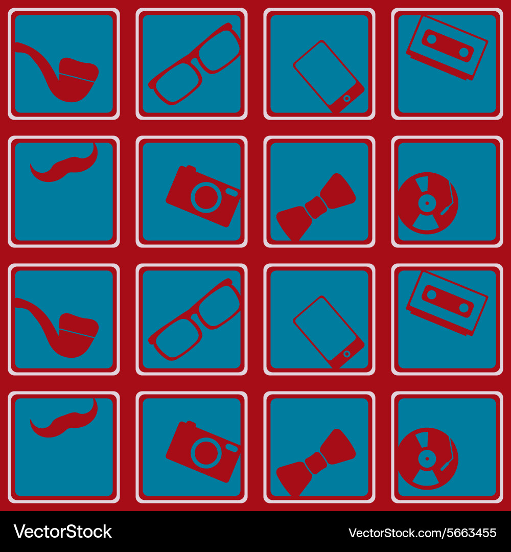 Seamless background with different hipster objects vector image